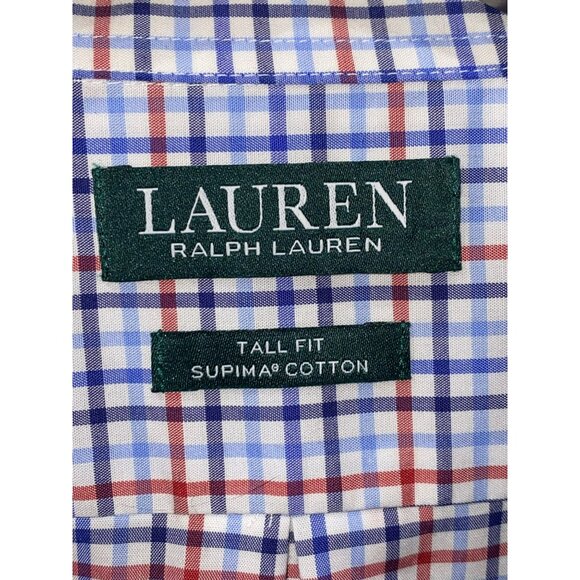 Lauren Ralph Lauren Mens Tall Fit Supima Cotton Button-Down Plaid Shirt 18.5 36/ - Picture 4 of 8